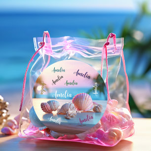 Custom Summer Beach Elegant Classic Round Sticker