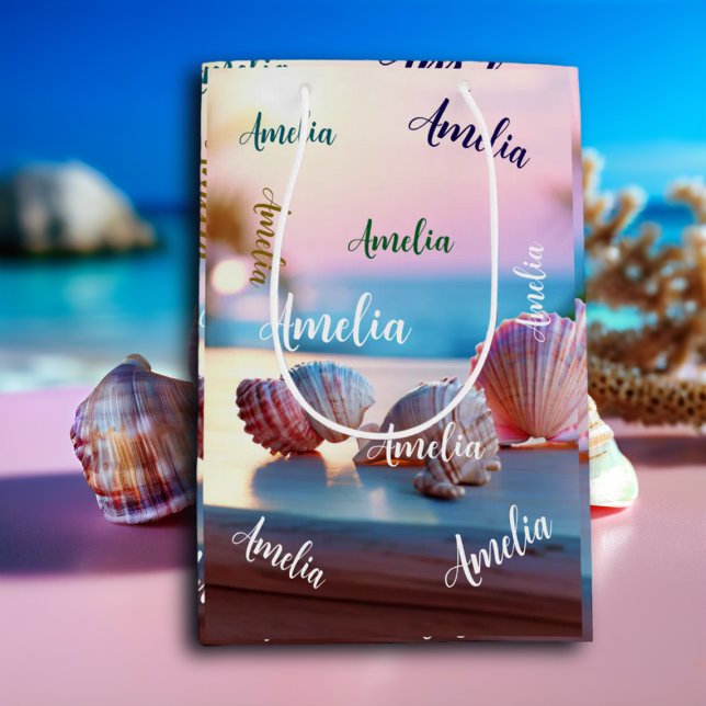 Custom Summer Beach Elegant Medium Gift Bag (Creator Uploaded)
