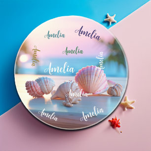 Custom Summer Beach Elegant Sandstone Coaster