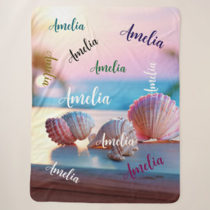 Custom Summer Beach Elegant Sherpa Blanket