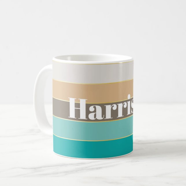 Custom Summer Colours Colour Block Stripes Coffee Mug (Front Left)