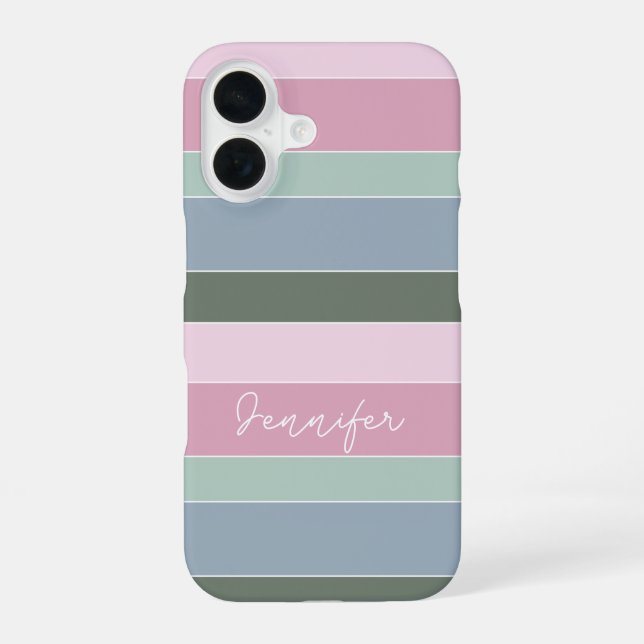 Custom Summer Colours Colour Block Stripes iPhone 16 Case (Back)