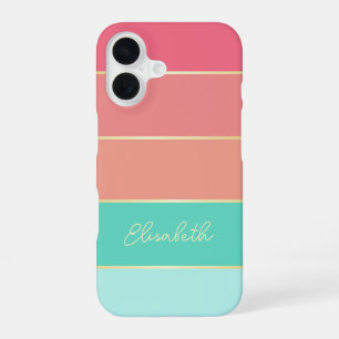 Custom Summer Colours Colour Block Stripes iPhone 16 Case