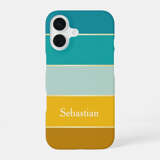 Custom Summer Colours Colour Block Stripes iPhone 16 Case (Back)