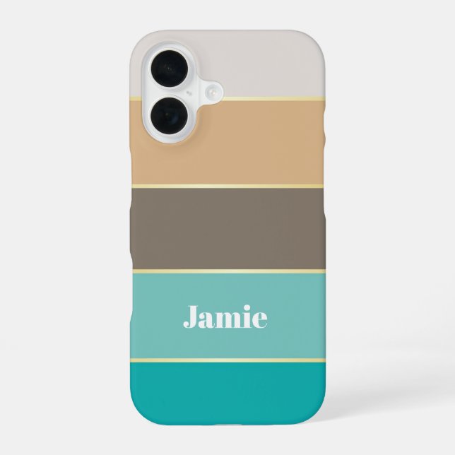 Custom Summer Colours Colour Block Stripes iPhone 16 Case (Back)