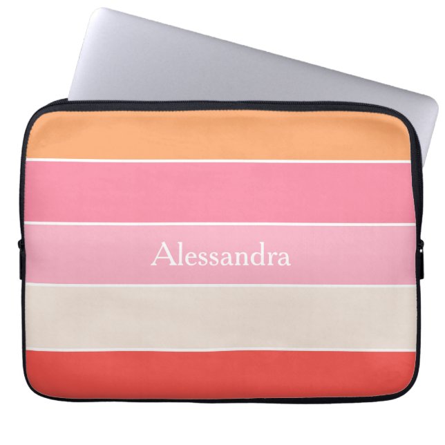 Custom Summer Colours Colour Block Stripes Laptop Sleeve (Front)