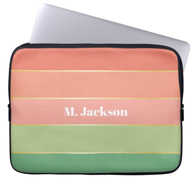 Custom Summer Colours Colour Block Stripes Laptop Sleeve (Front)