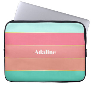 Custom Summer Colours Colour Block Stripes Laptop Sleeve
