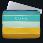 Custom Summer Colours Colour Block Stripes Laptop Sleeve<br><div class="desc">Protect your laptop with our vibrant colour block sleeve, inspired by the bright hues of summer and the soothing tones of the seaside. This stylish sleeve not only offers excellent protection for your device but also allows for personalisation with your name, ensuring it’s as unique as you are. It’s the...</div>