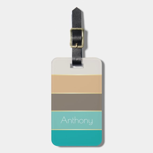 Custom Summer Colours Colour Block Stripes Luggage Tag (Front Vertical)