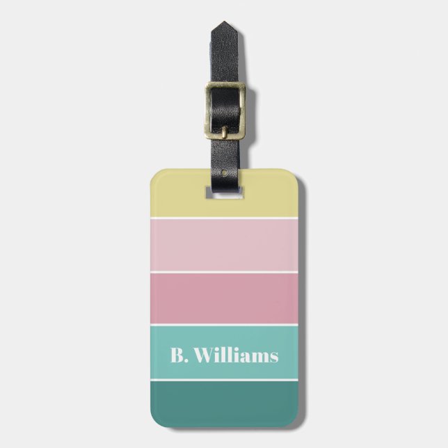 Custom Summer Colours Colour Block Stripes Luggage Tag (Front Vertical)