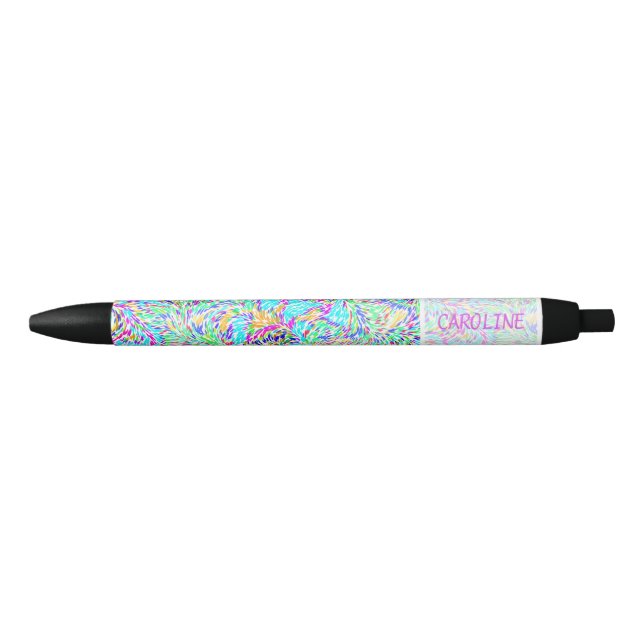 Custom Summer Colours Paint Splatter Pattern Penci Black Ink Pen (Front)
