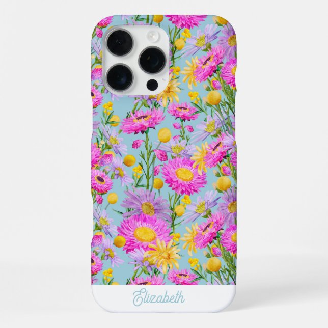 Custom Summer Cottage Garden Blue iPhone Case (Back)