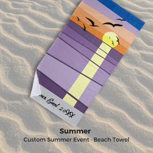 Custom Summer Event Year Field · Full Sunset Beach Towel