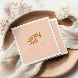 Custom Summer Peach Fruit Boho Couples Shower Napkin
