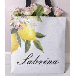 CUSTOM SUMMER TOTE BACK WITH LEMONS BAG
