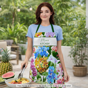Custom Summer Tropical Floral Orchids Colourful Apron