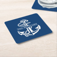 Custom Summery White Nautical Anchor On Navy Blue
