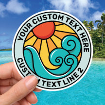 Custom Sun and Surf Sticker – Travel Souvenir
