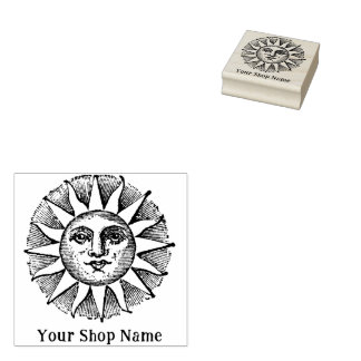 Custom Sun Burst Rustic Small Business Rubber Stamp