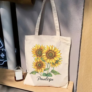 Custom Sunflower Bag, Bridesmaids & Birthday Gift Tote Bag