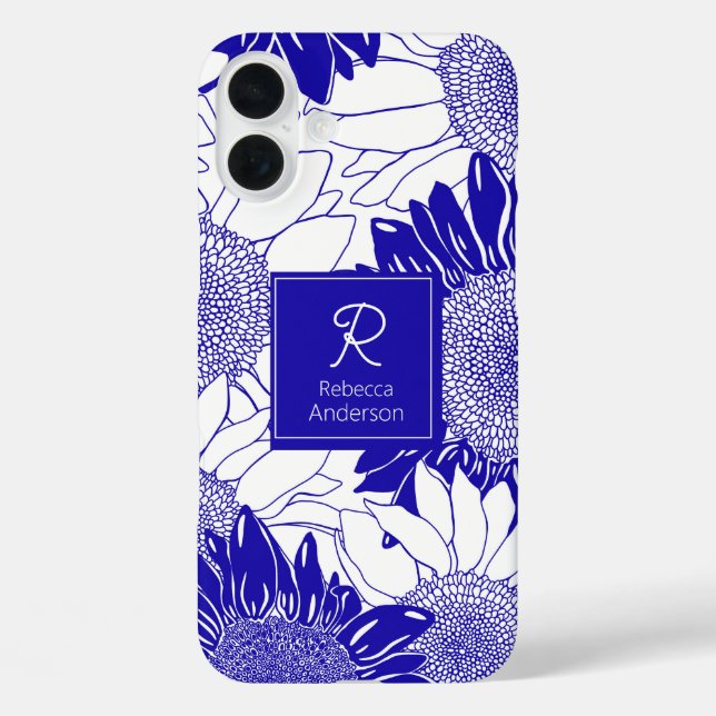 Custom Sunflower Blue And White Case-Mate iPhone Case (Back)