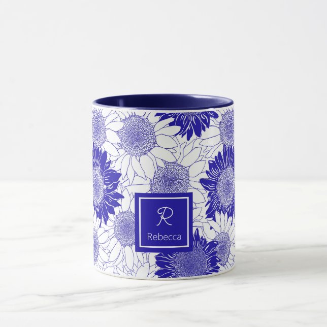 Custom Sunflower Blue Mug (Center)