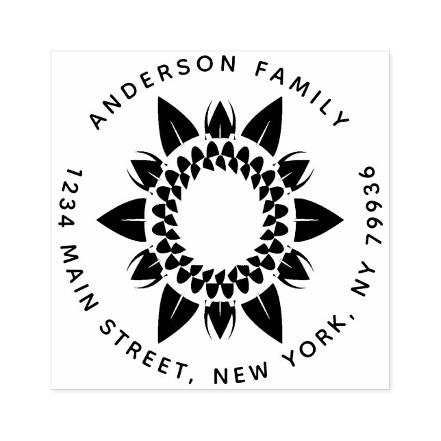 Custom Sunflower, Create Your Own Family Name Rubber Stamp (Imprint)