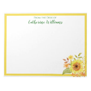 Custom Sunflower Floral Bouquet Emerald Green Notepad