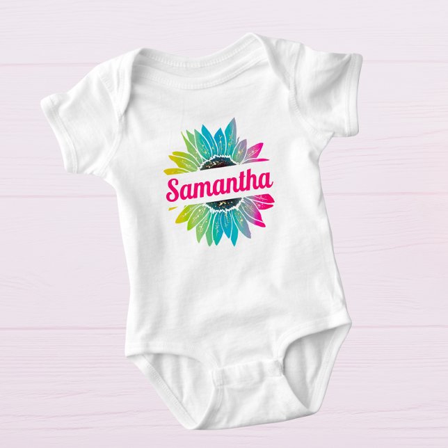 Custom Sunflower Monogram Baby Bodysuit (Creator Uploaded)