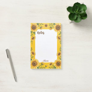 Custom Sunflower Notes Floral Personalised Pad