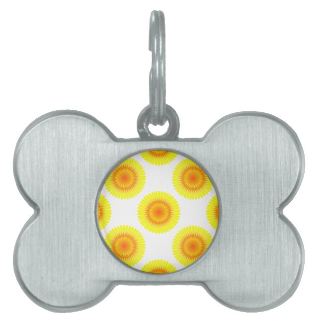 Custom Sunflower Pattern Pet ID Tag (Front)