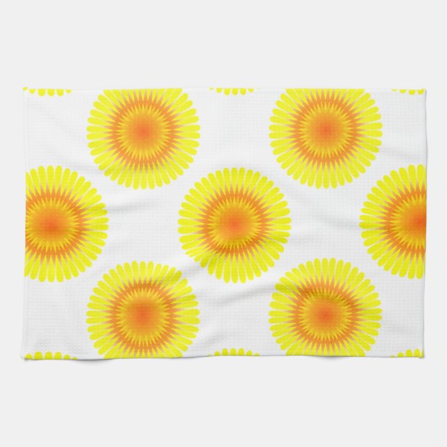 Custom Sunflower Pattern Tea Towel (Horizontal)