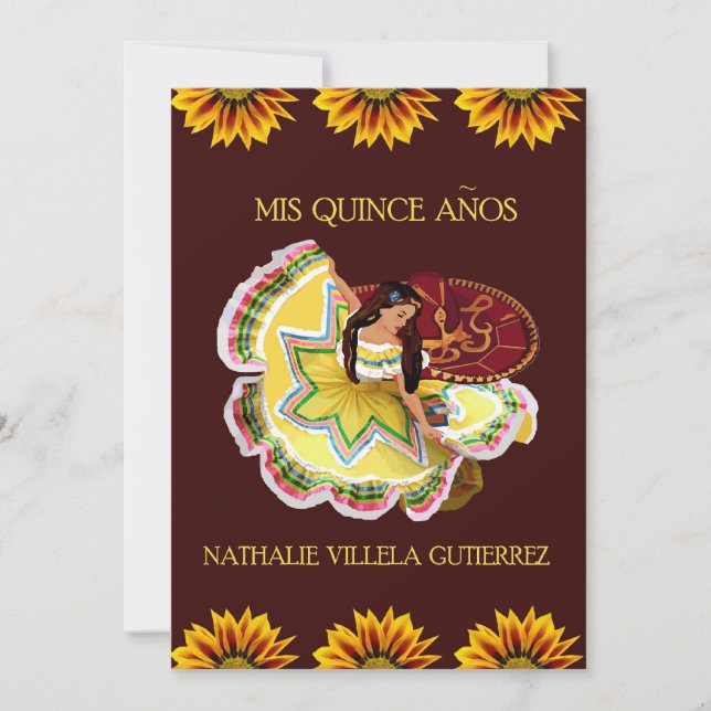 Custom Sunflower Quinceanera Invitations (Front)