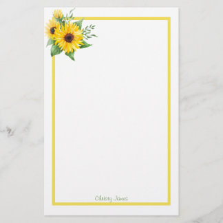 Custom Sunflower Stationery Paper