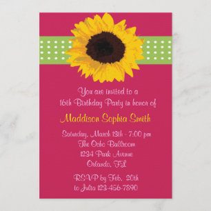Custom Sunflower Sweet 16 Birthday Invites