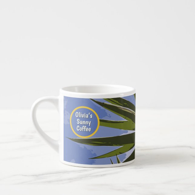 Custom Sunny Coffee Tropical Yucca Espresso Cup (Left)