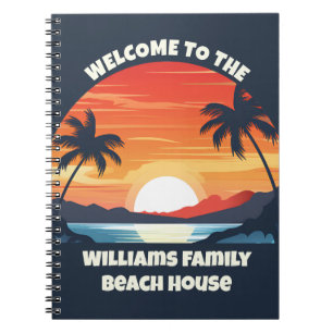 Custom Sunrise Palm Trees Beach House Guest Notebook