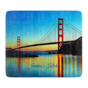 Custom Sunset At Golden Gate Bridge Cutting Board