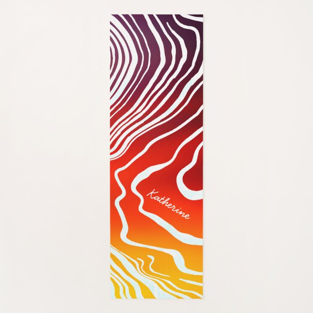Custom Sunset Gradient with Marbled Abstract  Yoga Mat (Front)