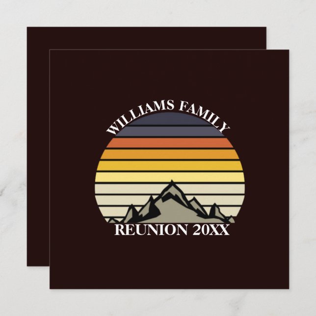 Custom Sunset Mountain Family Reunion Party  Invitation (Front/Back)