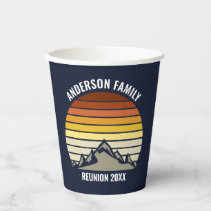 Custom Sunset Mountain Family Reunion Party Paper Cups