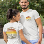 Custom Sunset Mountains Road Trip Pocket & Back T-Shirt<br><div class="desc">This cool orange vintage sunset over rocky mountains in nature makes a great image for a set of customised t-shirts for a family reunion, road trip, or summer vacation. Commemorate your holiday week with matching tees for mum, dad, brother and sister. Just add your own last name and the year...</div>