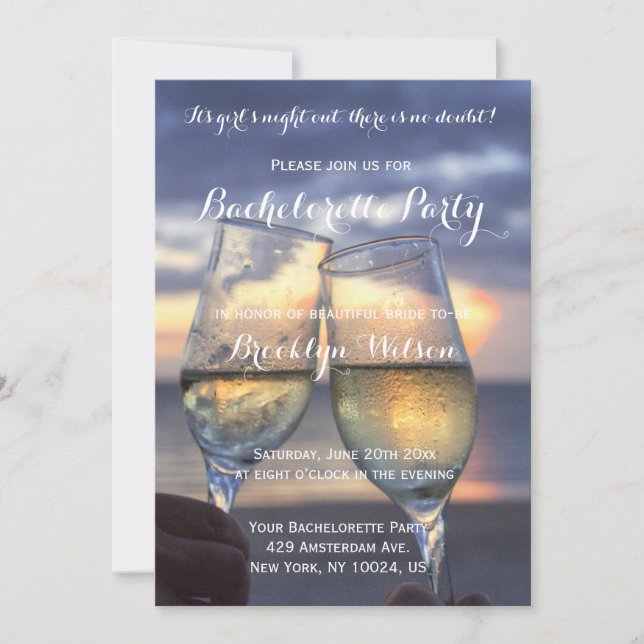 Custom Sunset On Beach Bachelorette Party Invites (Front)