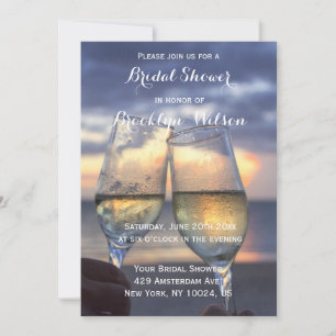 Custom Sunset On Beach Bridal Shower Invitations