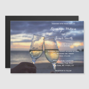 Custom Sunset On Beach Magnet Wedding Invitations