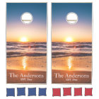 Custom sunset photo cornhole set