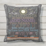 Custom Sunshine Vintage Chalkboard Artwork Outdoor Cushion<br><div class="desc">Add a name to this cute vintage chalkboard artwork to make a special gift for someone you care about.</div>