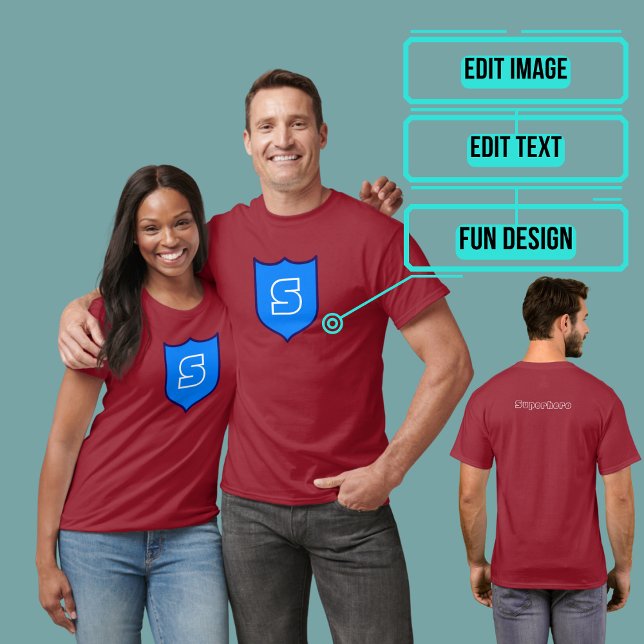 Custom Superhero Blue Shield Geek Tee (Please enjoy our tee.)