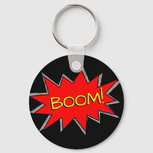 Custom Superhero Bomb Boom Sound Effect Template Key Ring